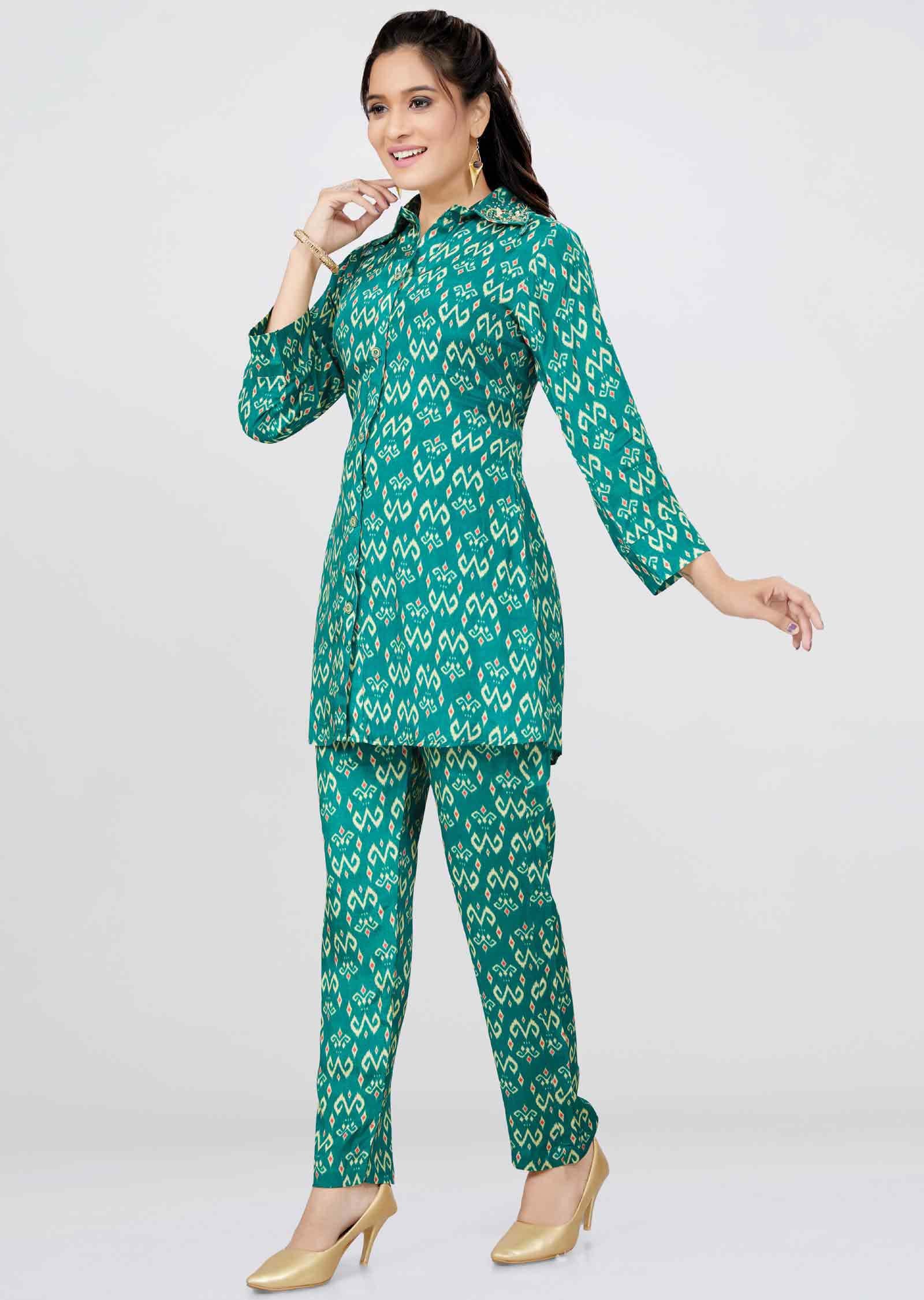 Green Muslin Co-Ord Set