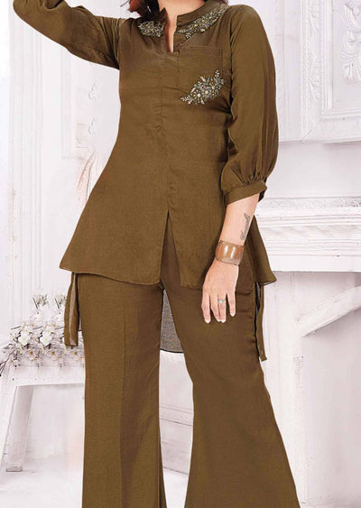 Olive Green Silk Co-Ord Set