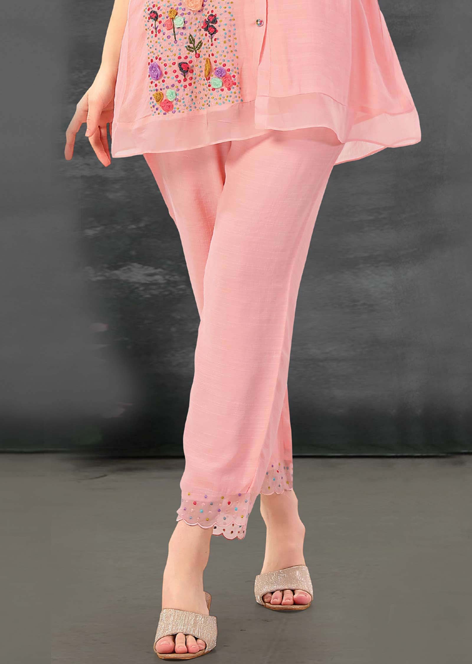 Pink Linen Georgette Co-Ord Set