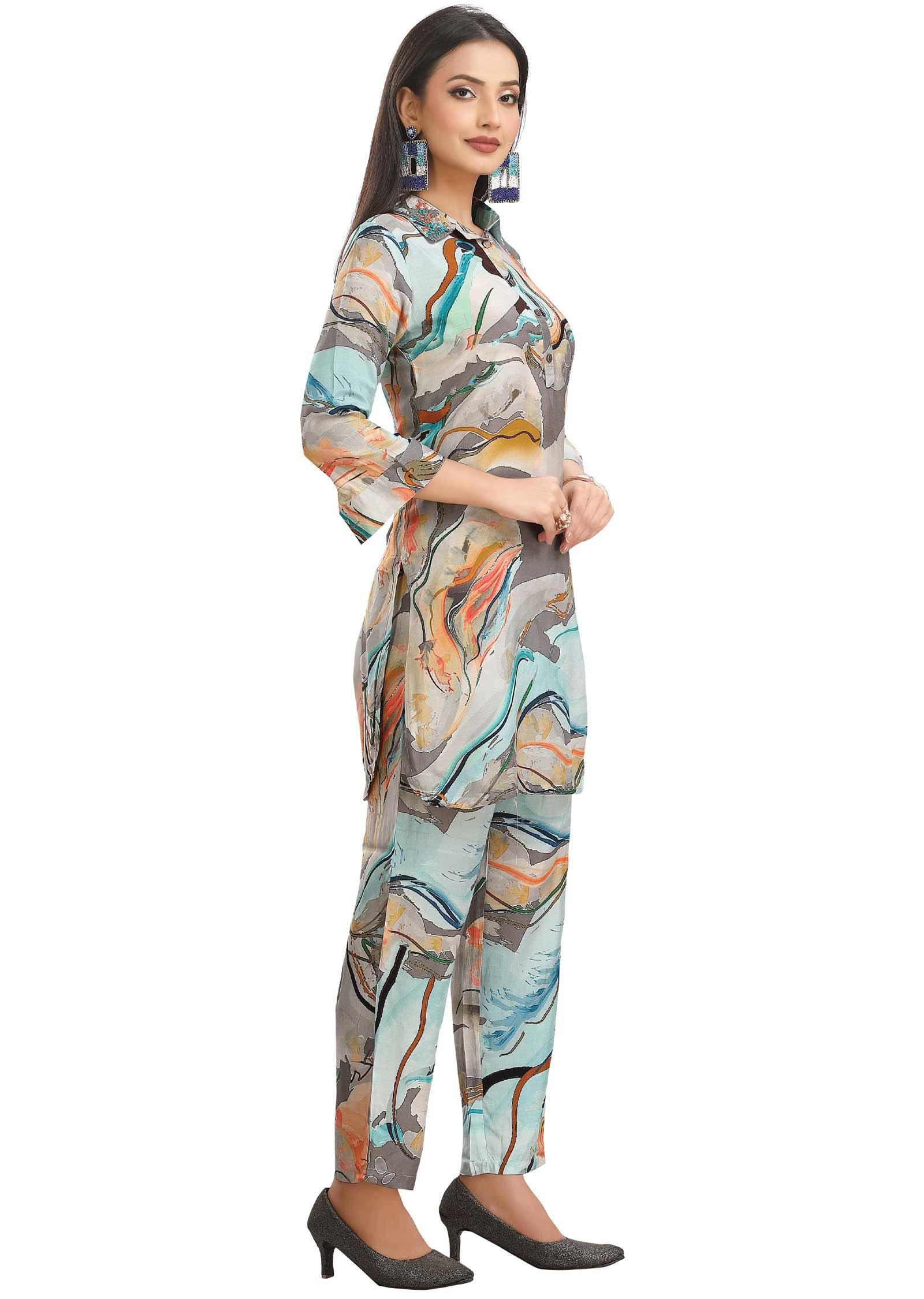 Multi Color Muslin Co-Ord Set