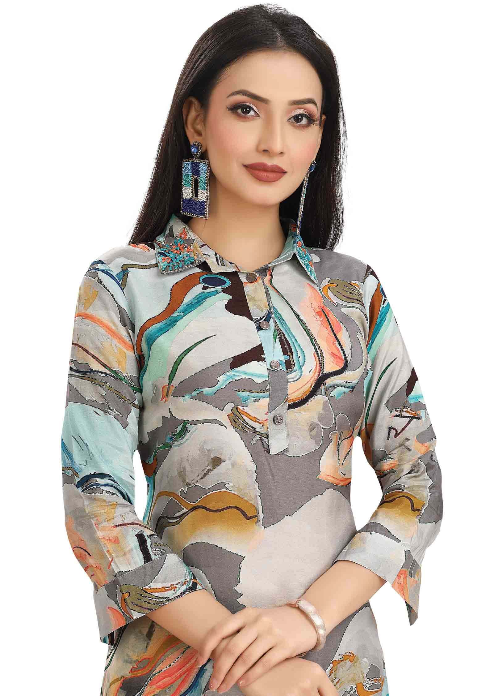 Multi color Muslin Printed Co-Ord Set