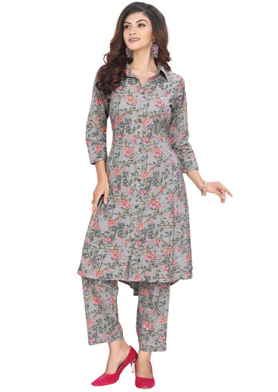 Light grey Cotton Kurti Sets