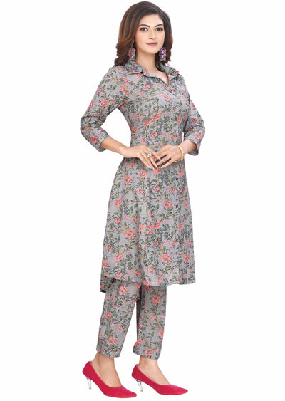 Light grey Cotton Kurti Sets