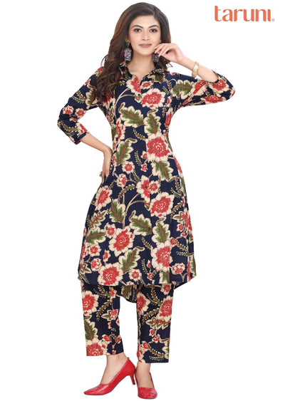 Navy blue Cotton Kurti Sets