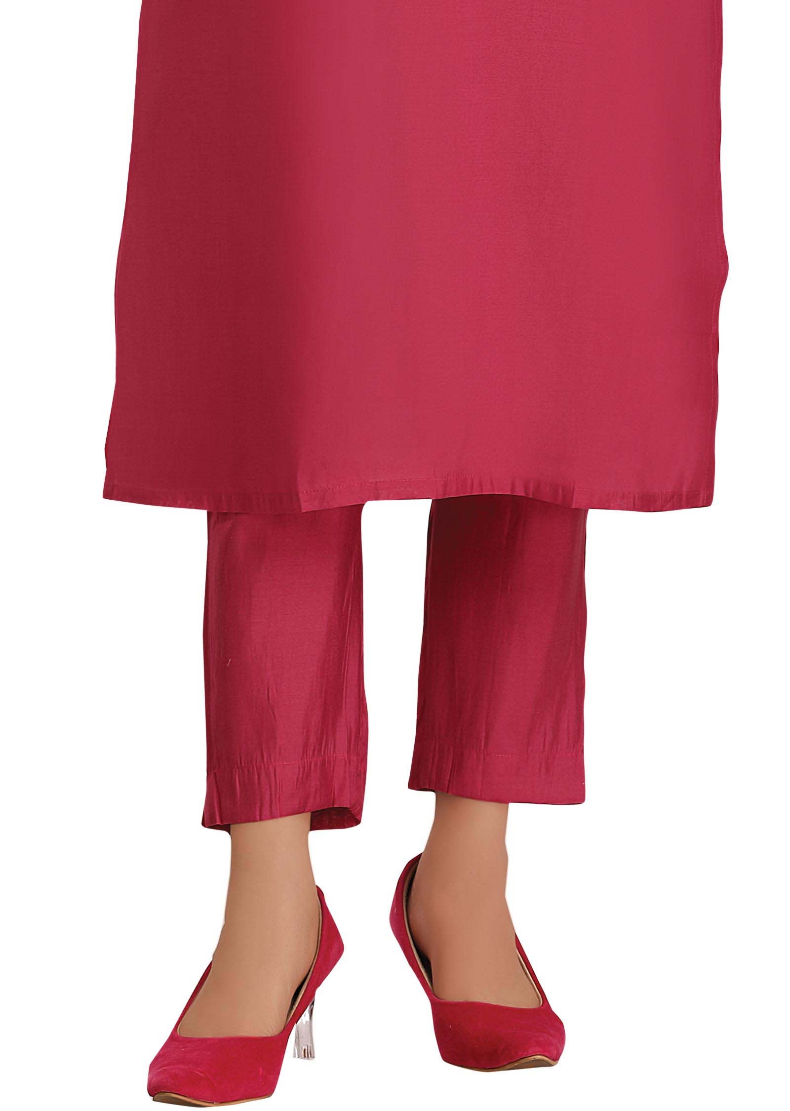 Dark Pink Chanderi Mirror work Kurti Sets