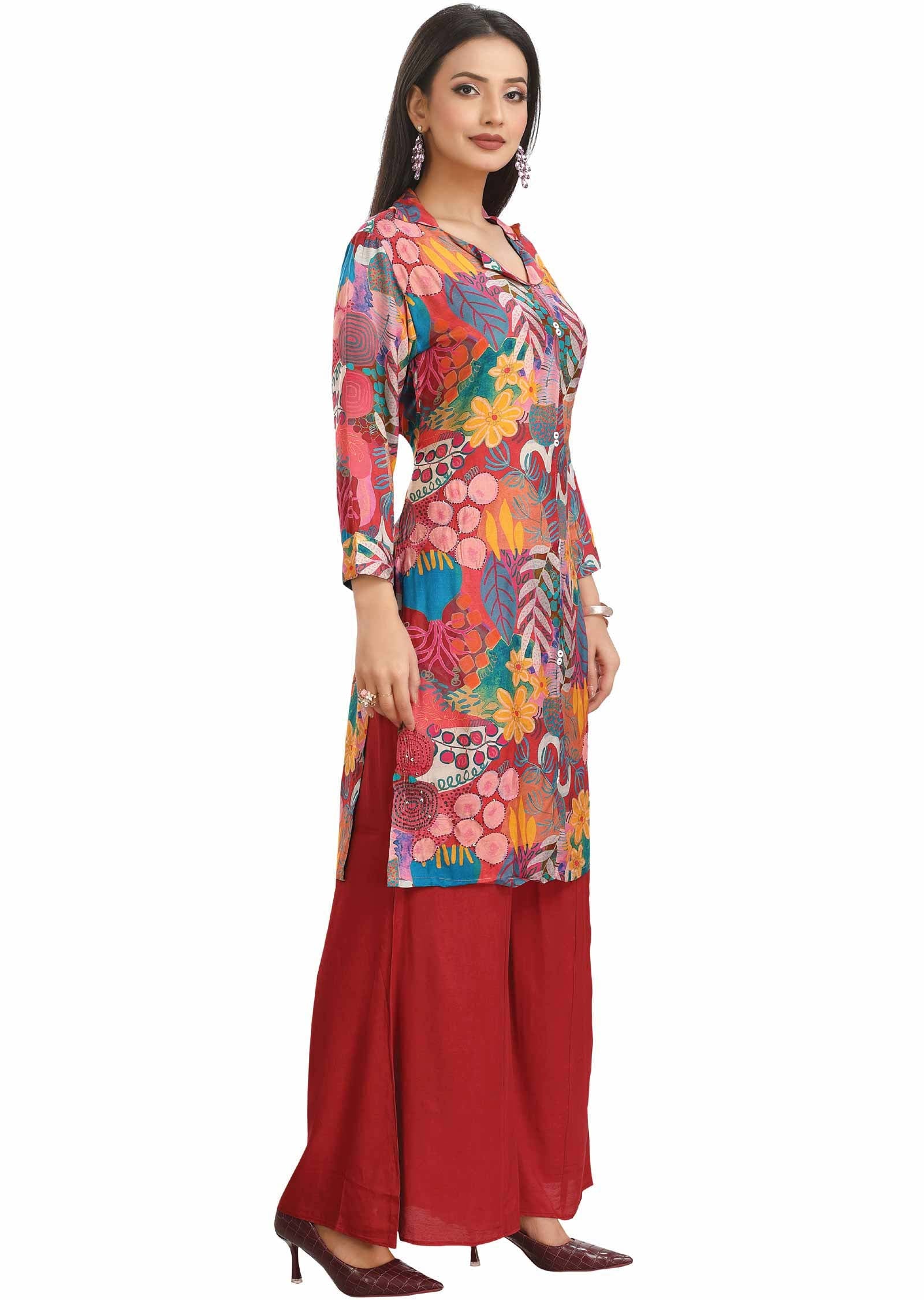 Multi Color Muslin Printed Kurti Sets