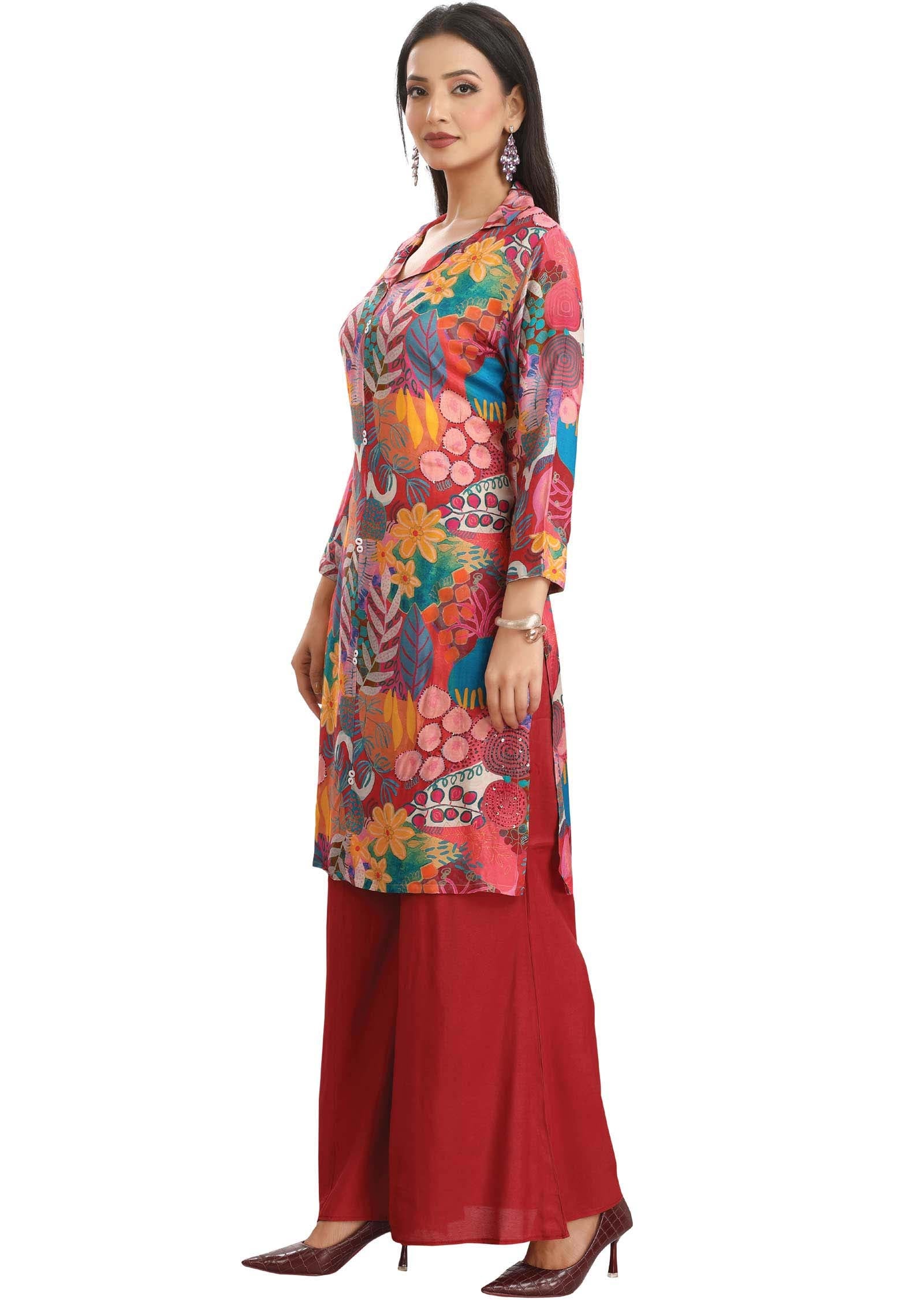 Multi Color Muslin Printed Kurti Sets