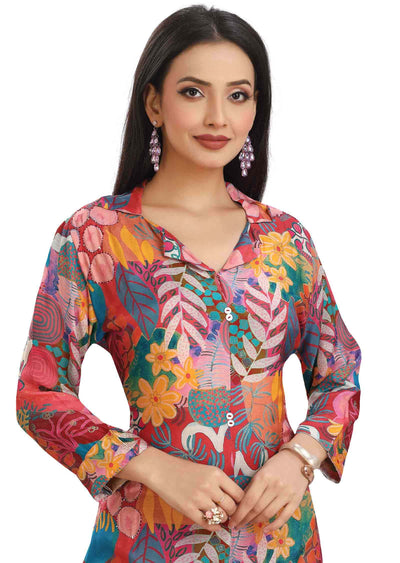 Multi Color Muslin Printed Kurti Sets