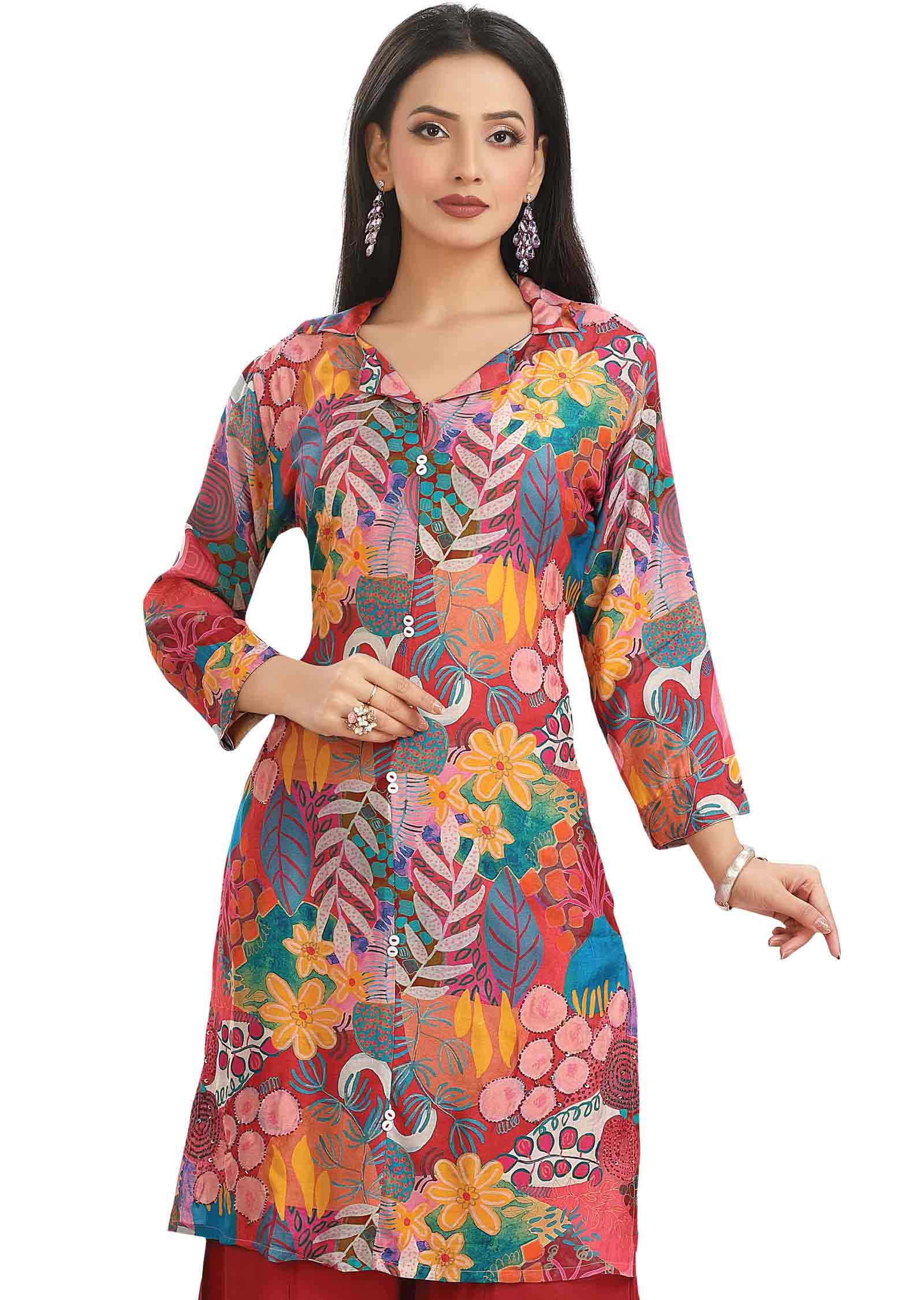 Multi Color Muslin Printed Kurti Sets