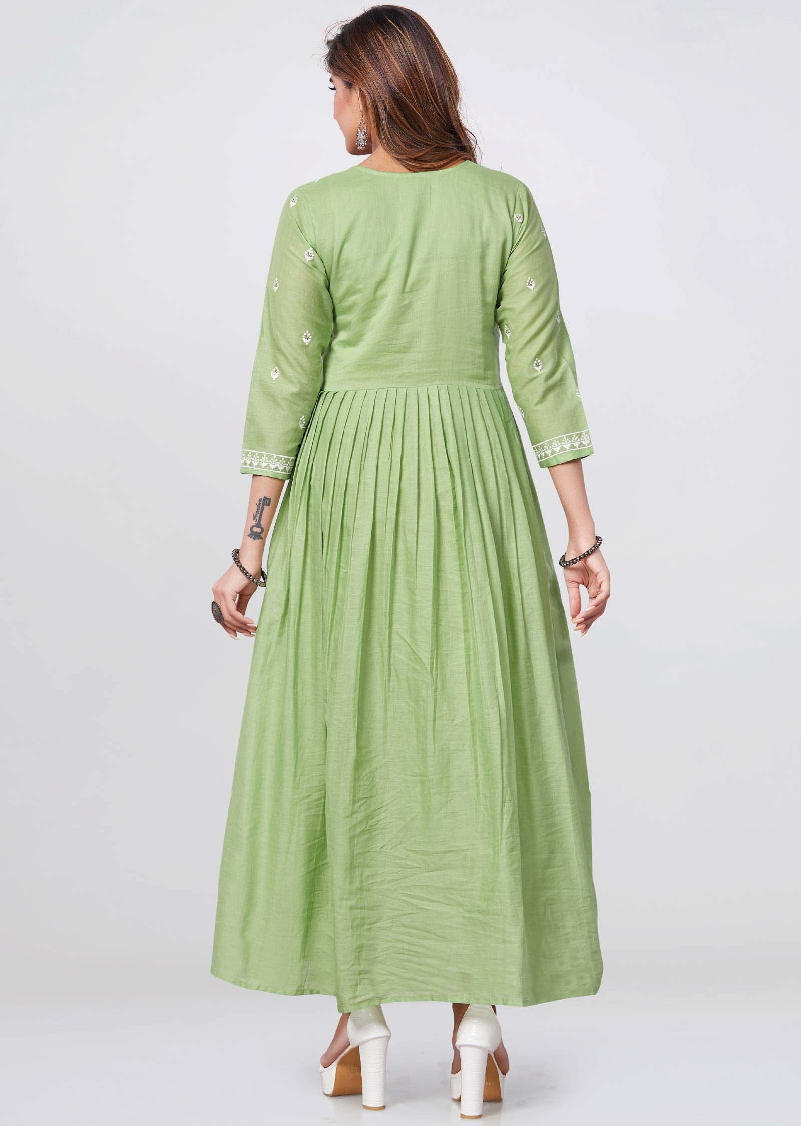 Green Cotton Kurti Full legth