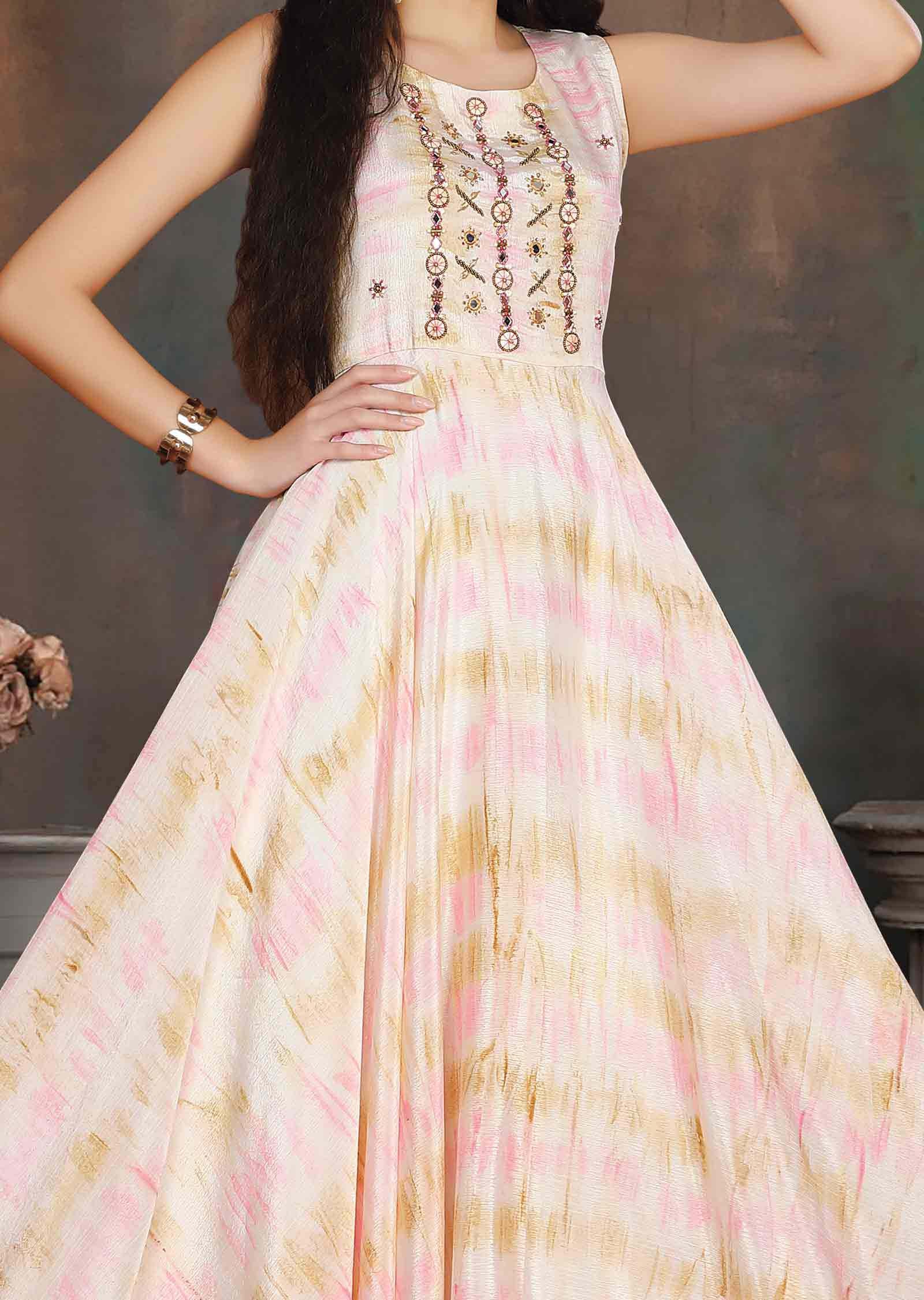 Cream Chinnon Zardosi & Embroidered Kurti