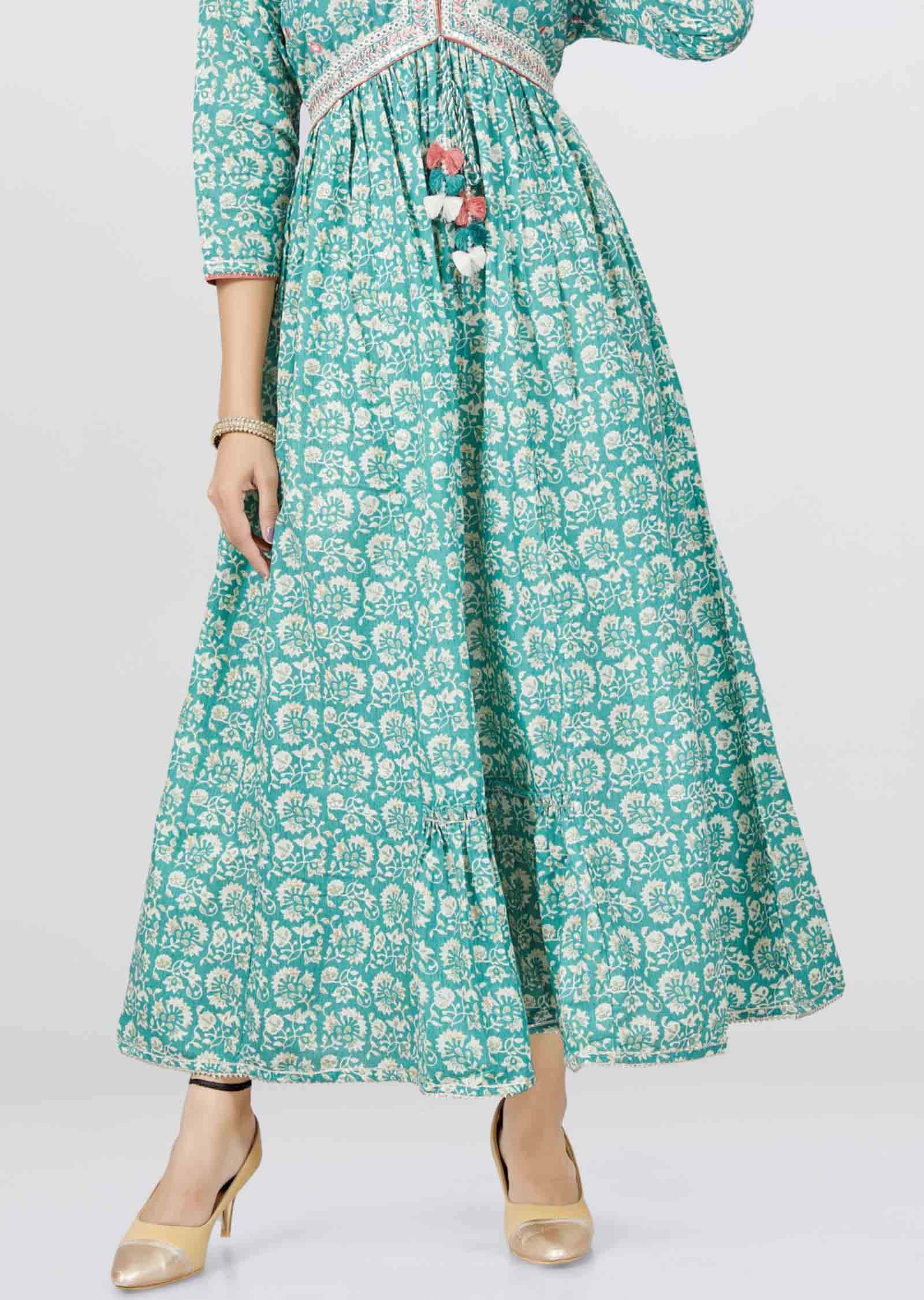 Dusty Green Cotton Sequins Kurti