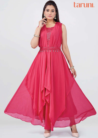 Pink Georgette Kurti Full Length