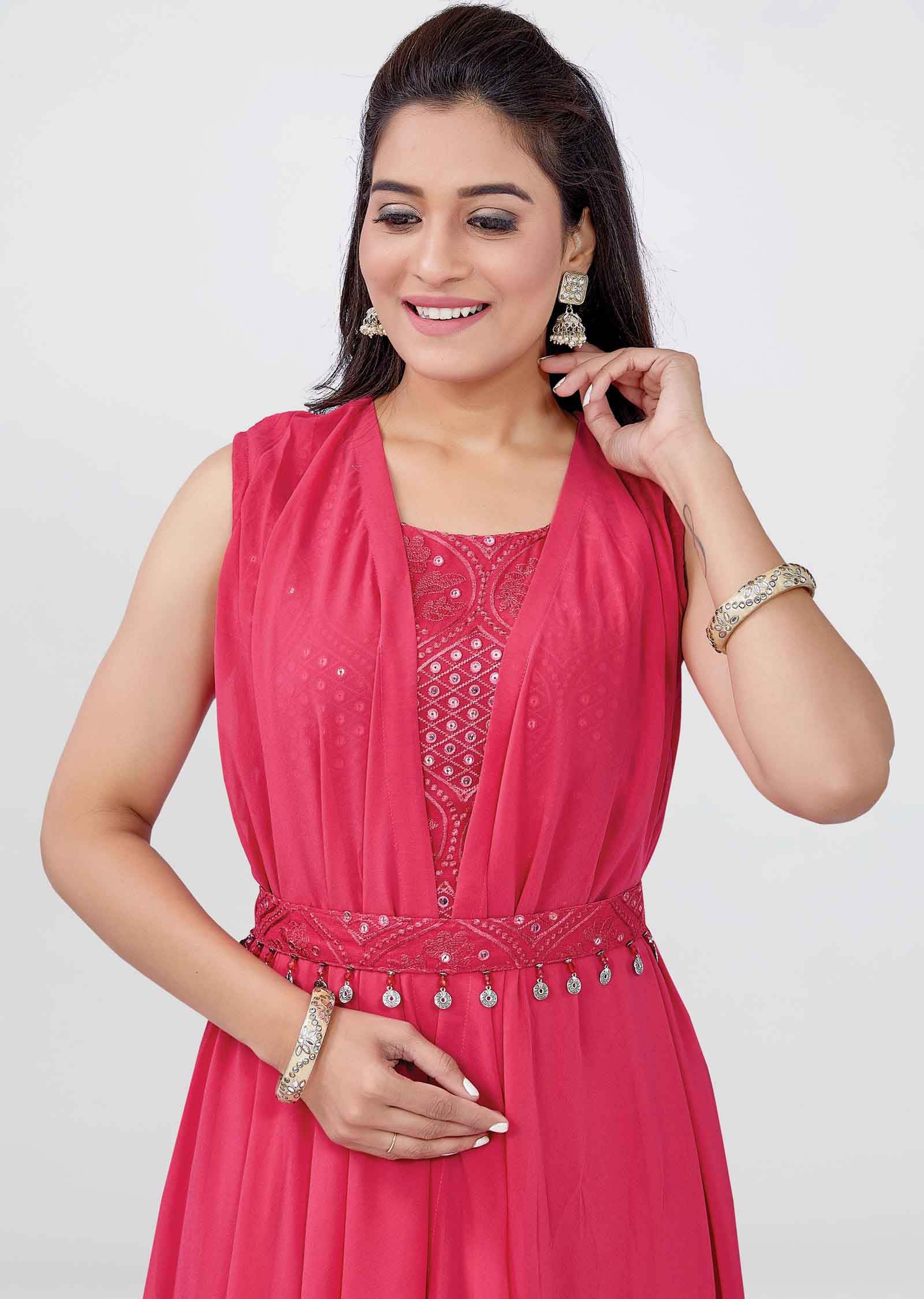 Pink Georgette Kurti Full Length