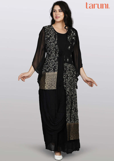 Black Georgette Kurti Full Length