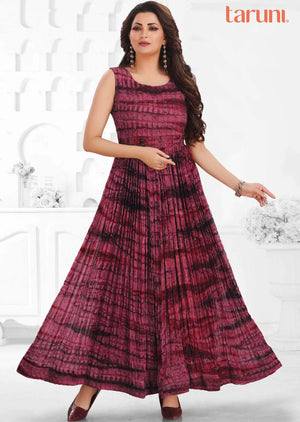 Magenta Georgette Printed Kurti full length