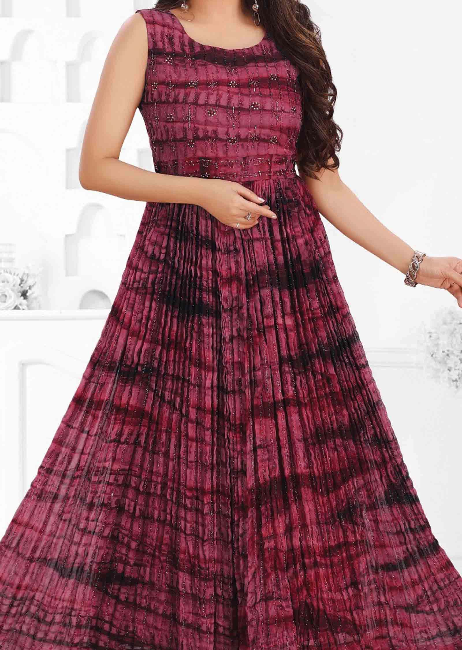 Maroon Georgette Kurti full length