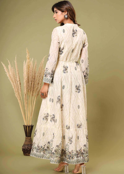 Cream Cotton Sequins Kurti