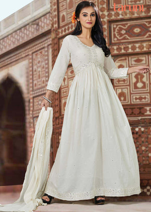 Off White Cotton Mirror work Kurti