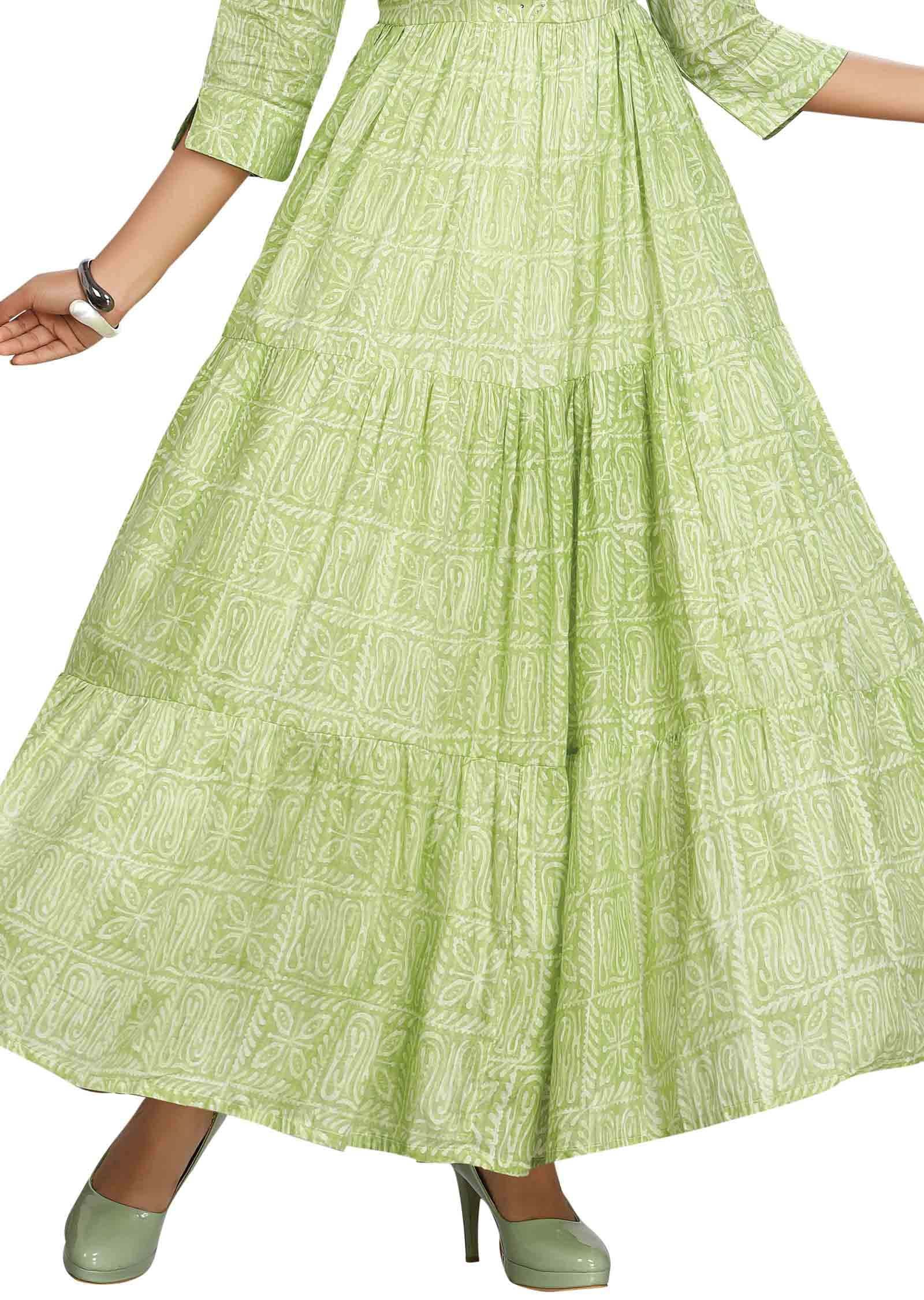 Green Cotton Kurti Full Length