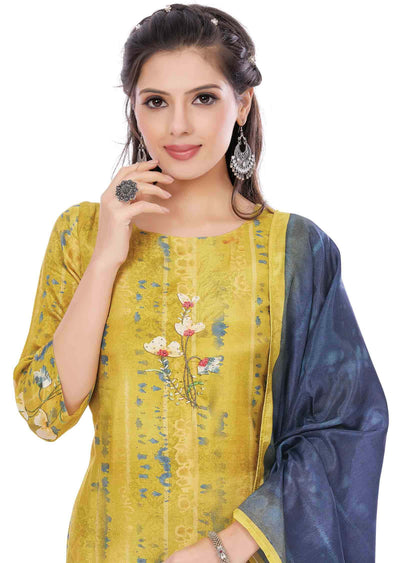 Lime Green Dola Silk Zardosi & Embroidered Straight Cut Kurti