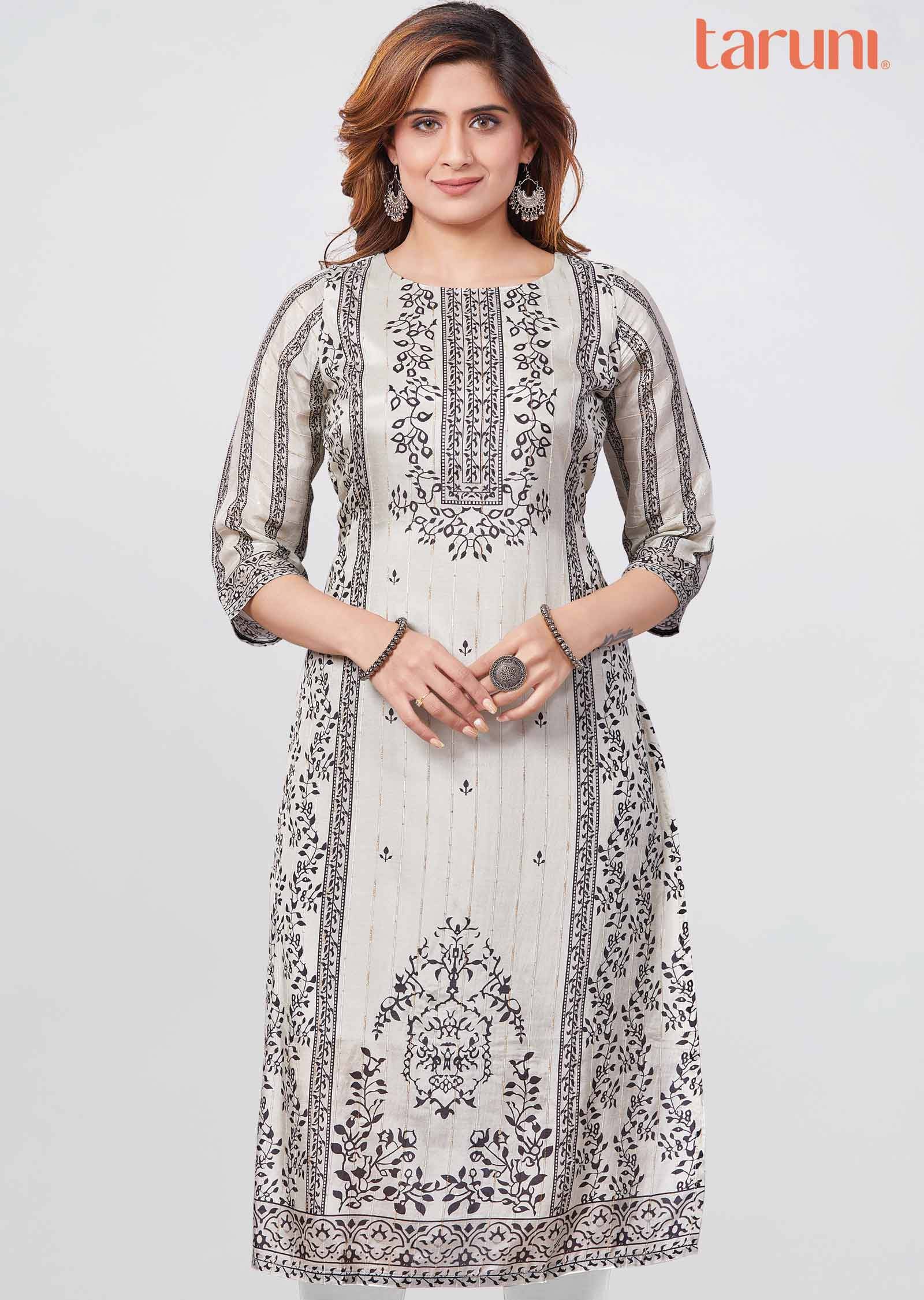 Grey Muslin Kurti Straight Cut