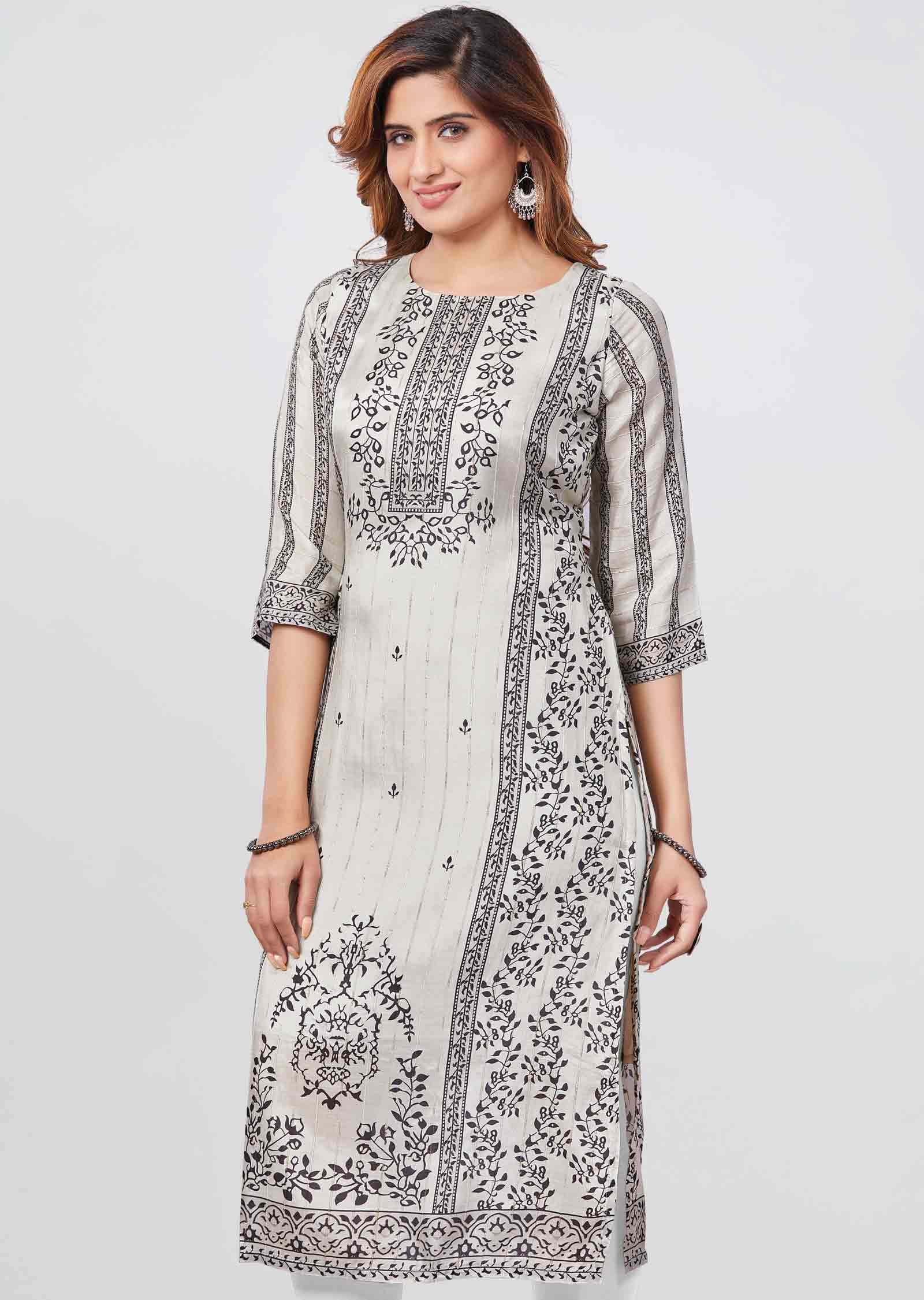 Grey Muslin Kurti Straight Cut