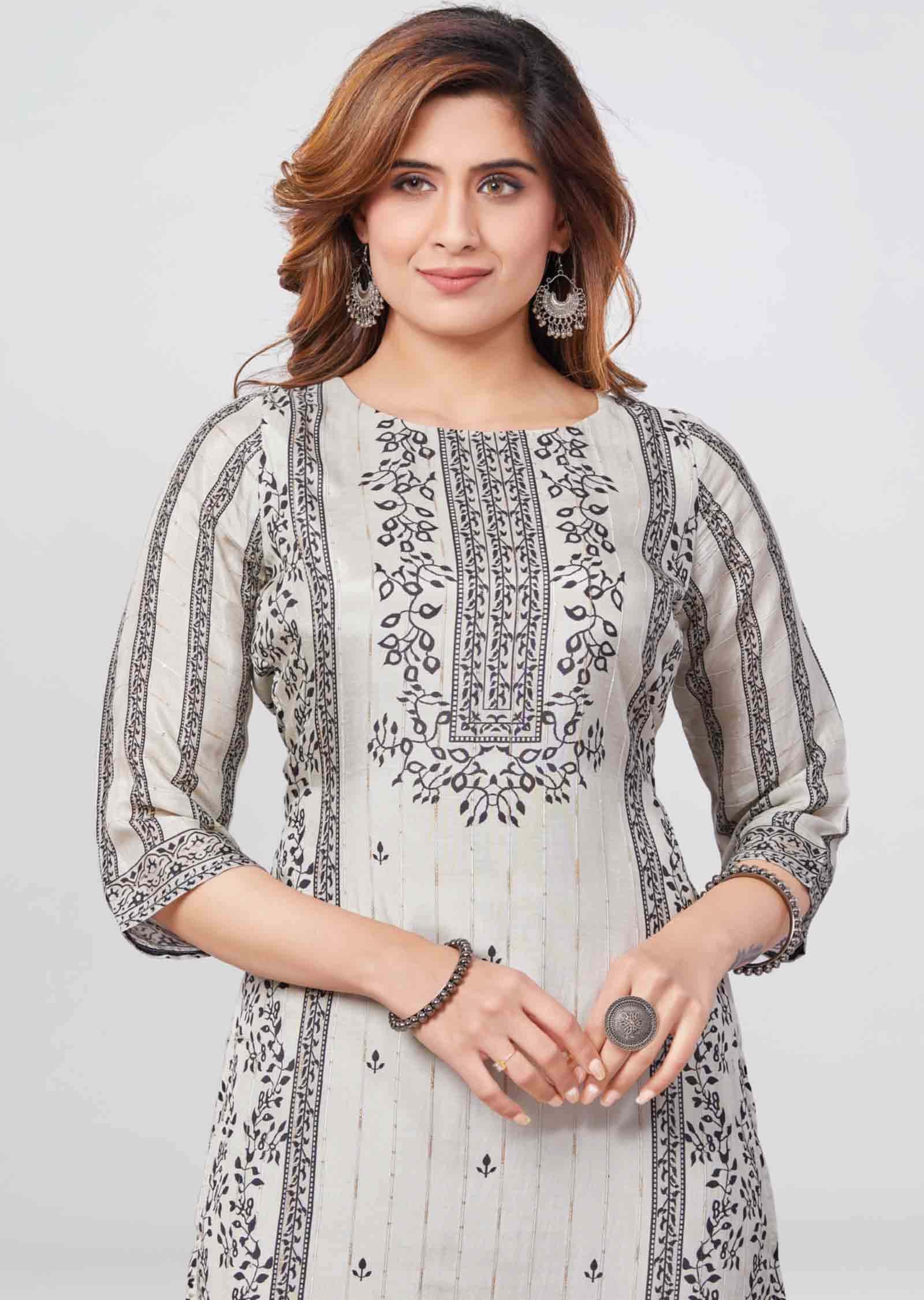 Grey Muslin Kurti Straight Cut