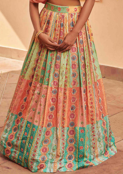 Peach Georgette Sequins lehenga