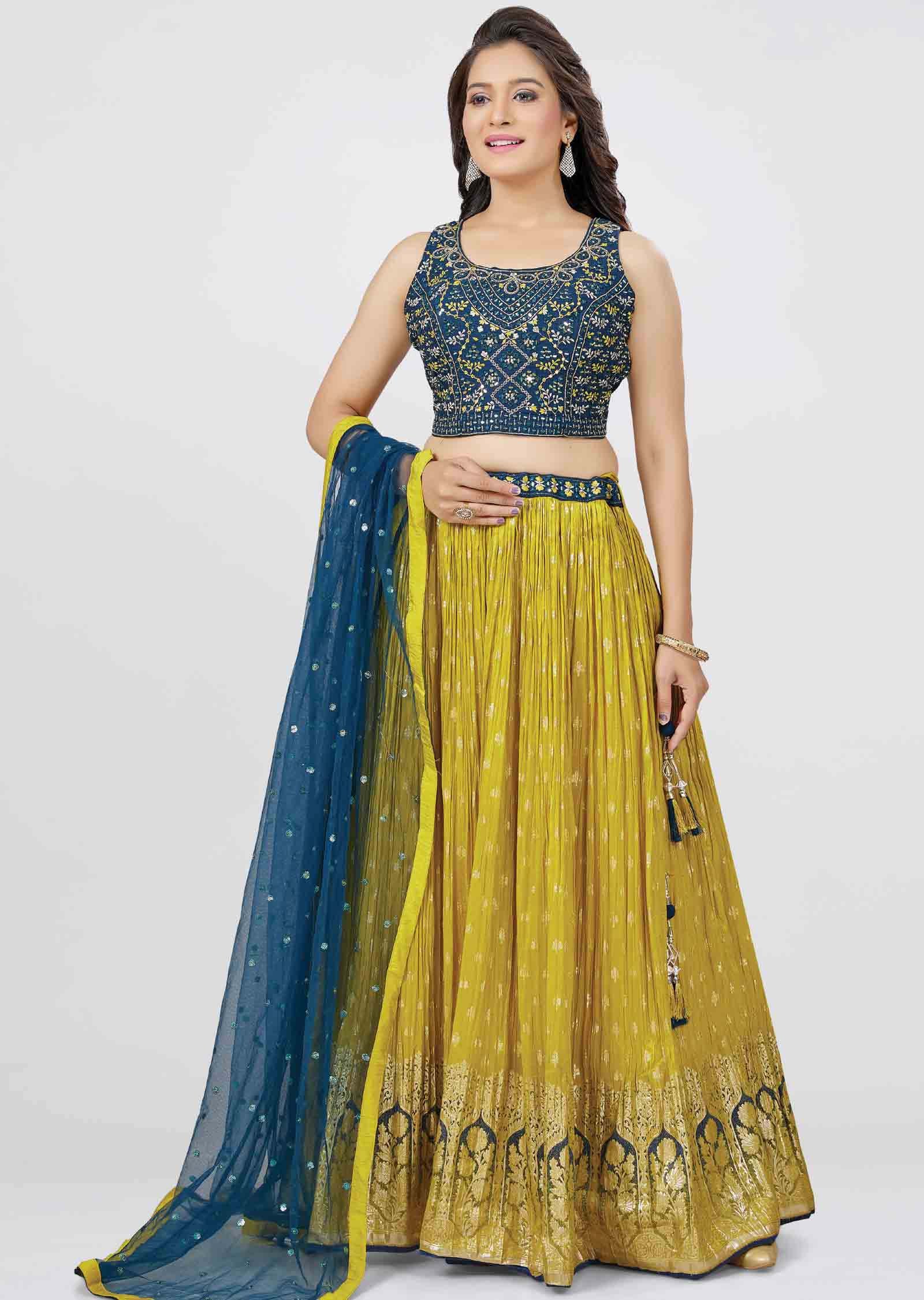 Teal Silk Lehengas