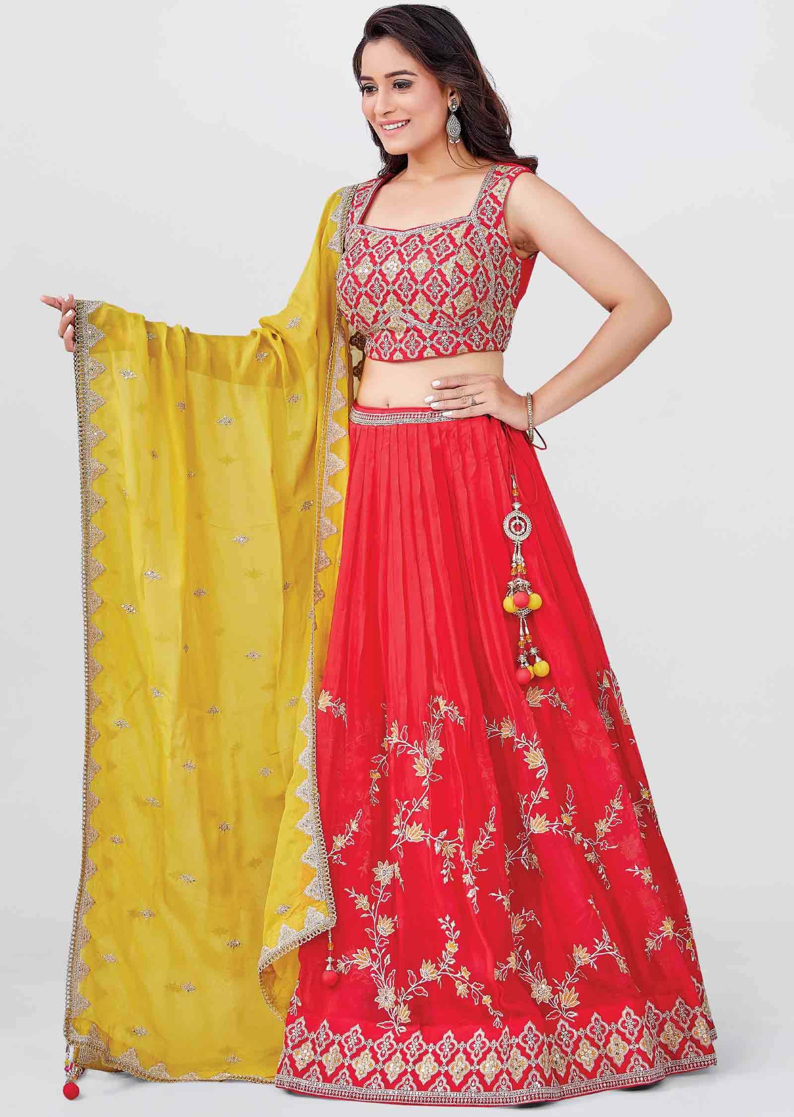 Red Georgette Lehengas