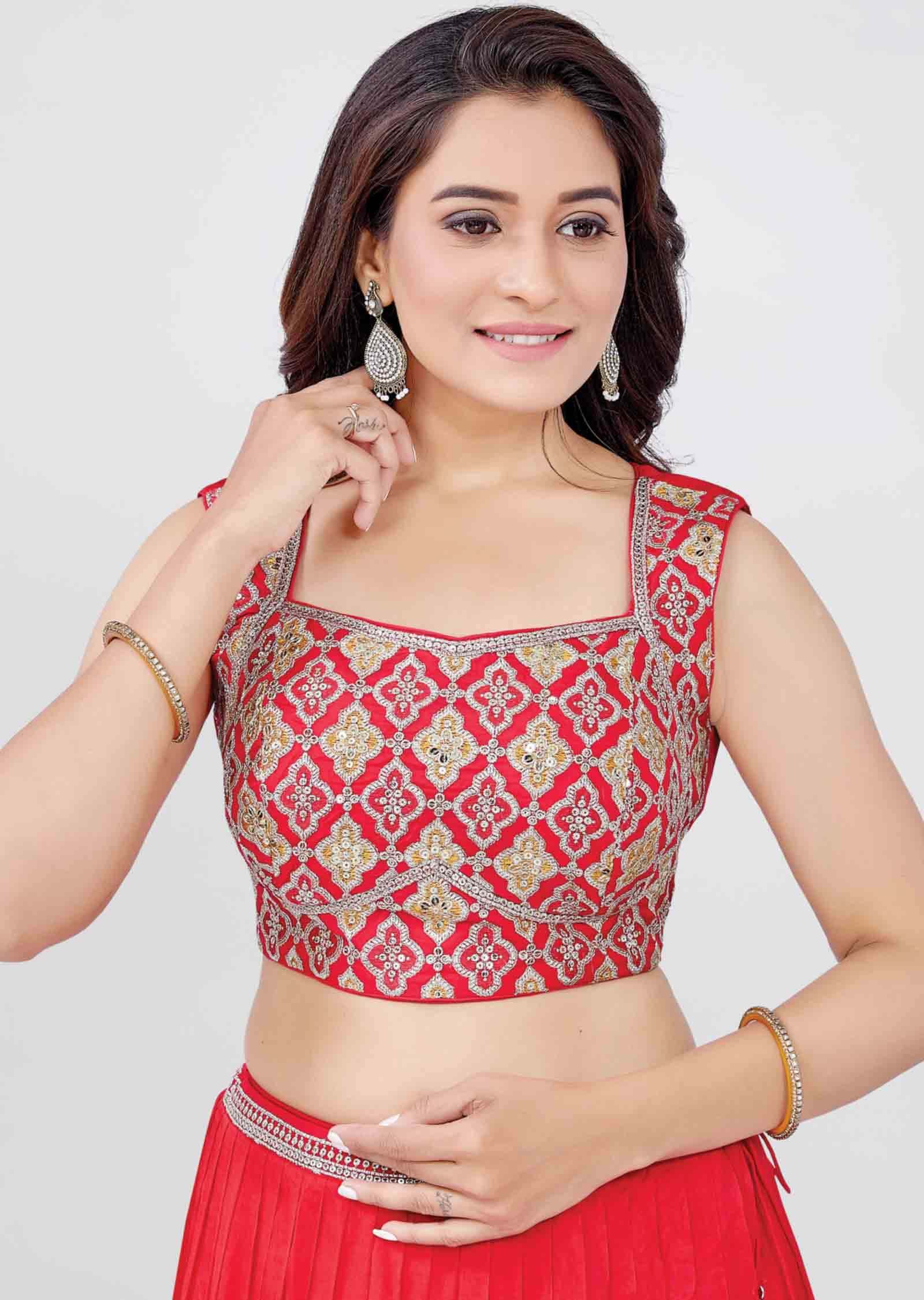 Red Georgette Lehengas