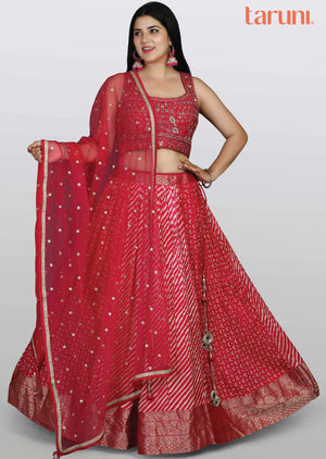 Rani pink Silk Embroidered lehenga