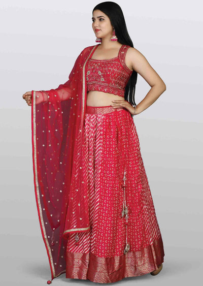 Rani pink Silk Embroidered lehenga