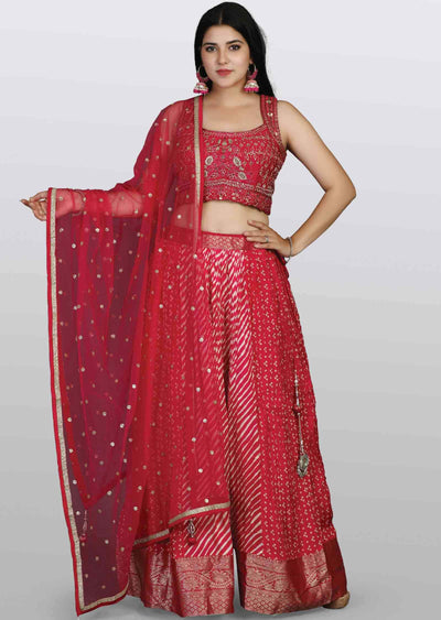 Rani pink Silk Embroidered lehenga