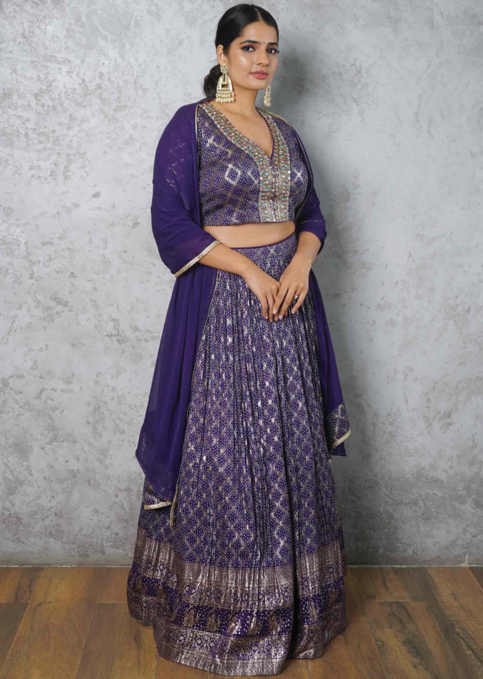 Purple Silk Lehengas