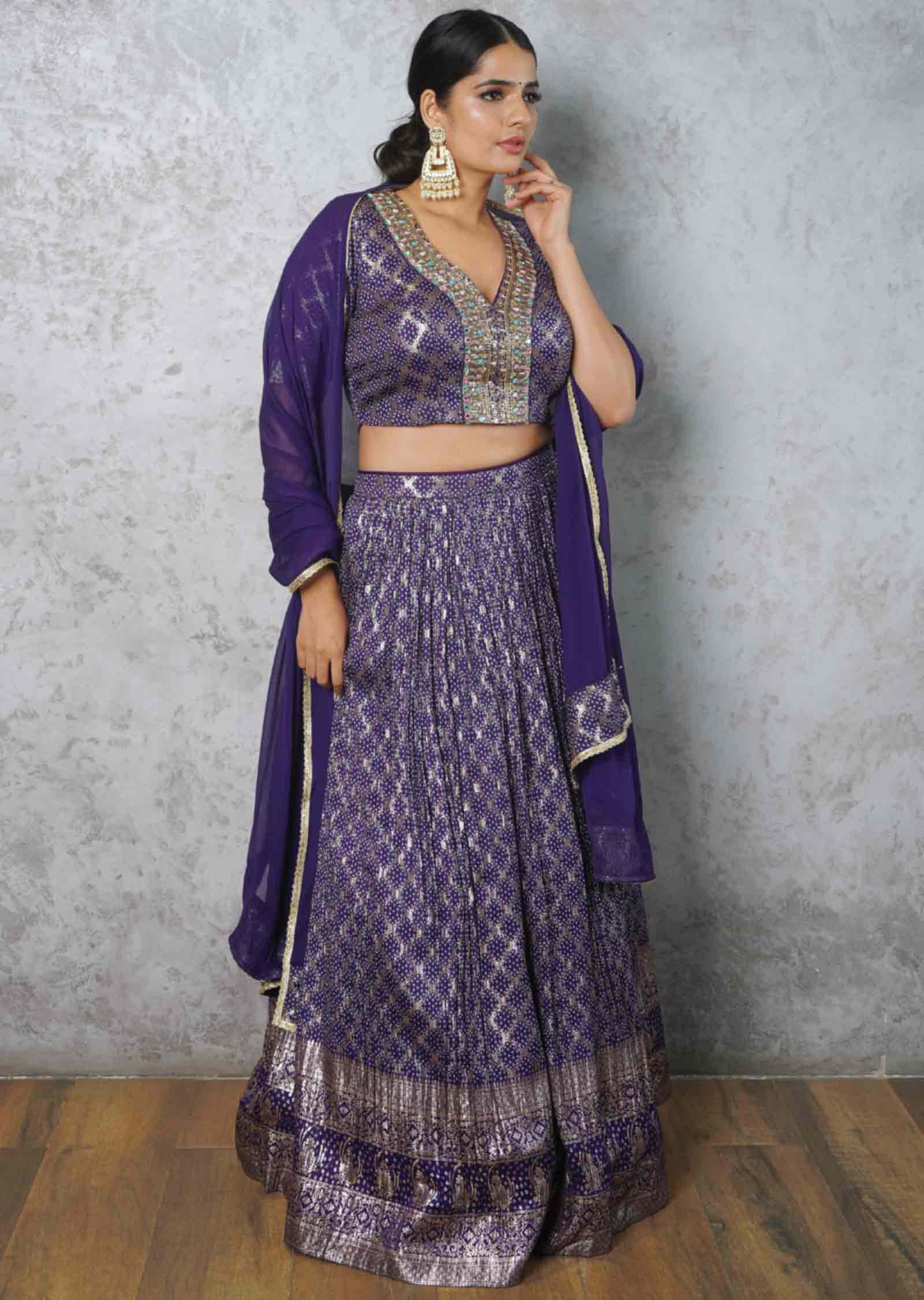 Purple Silk Lehengas