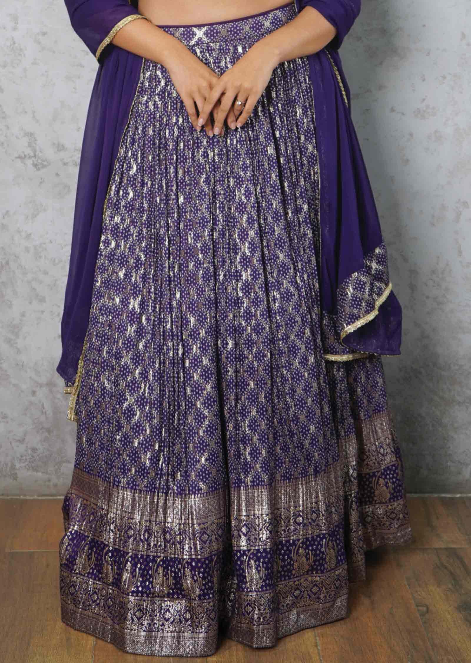 Purple Silk Lehengas