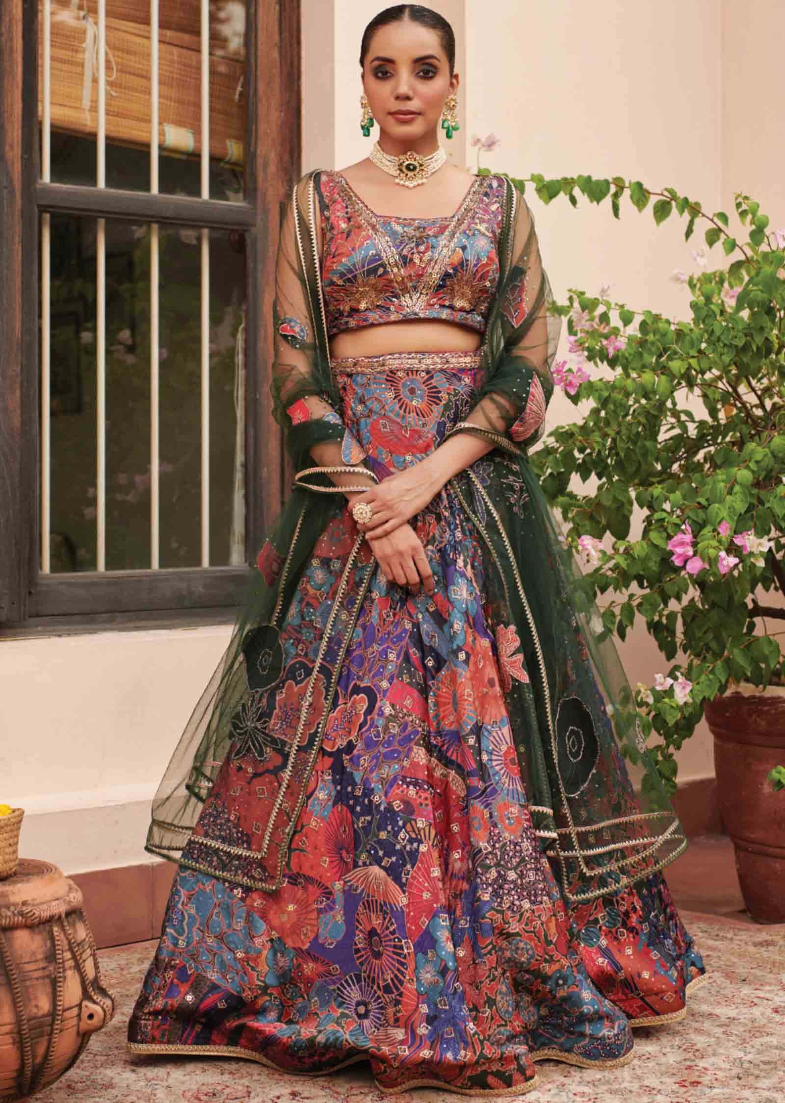 Multi Color Silk Lehengas