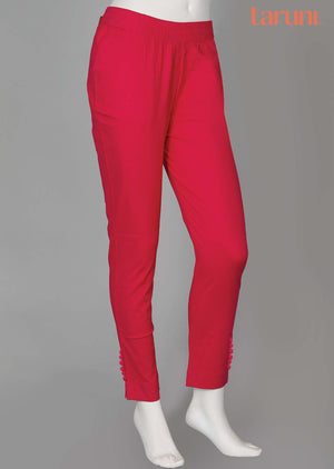 Red Potli button Pants