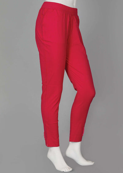 Red Potli button Pants