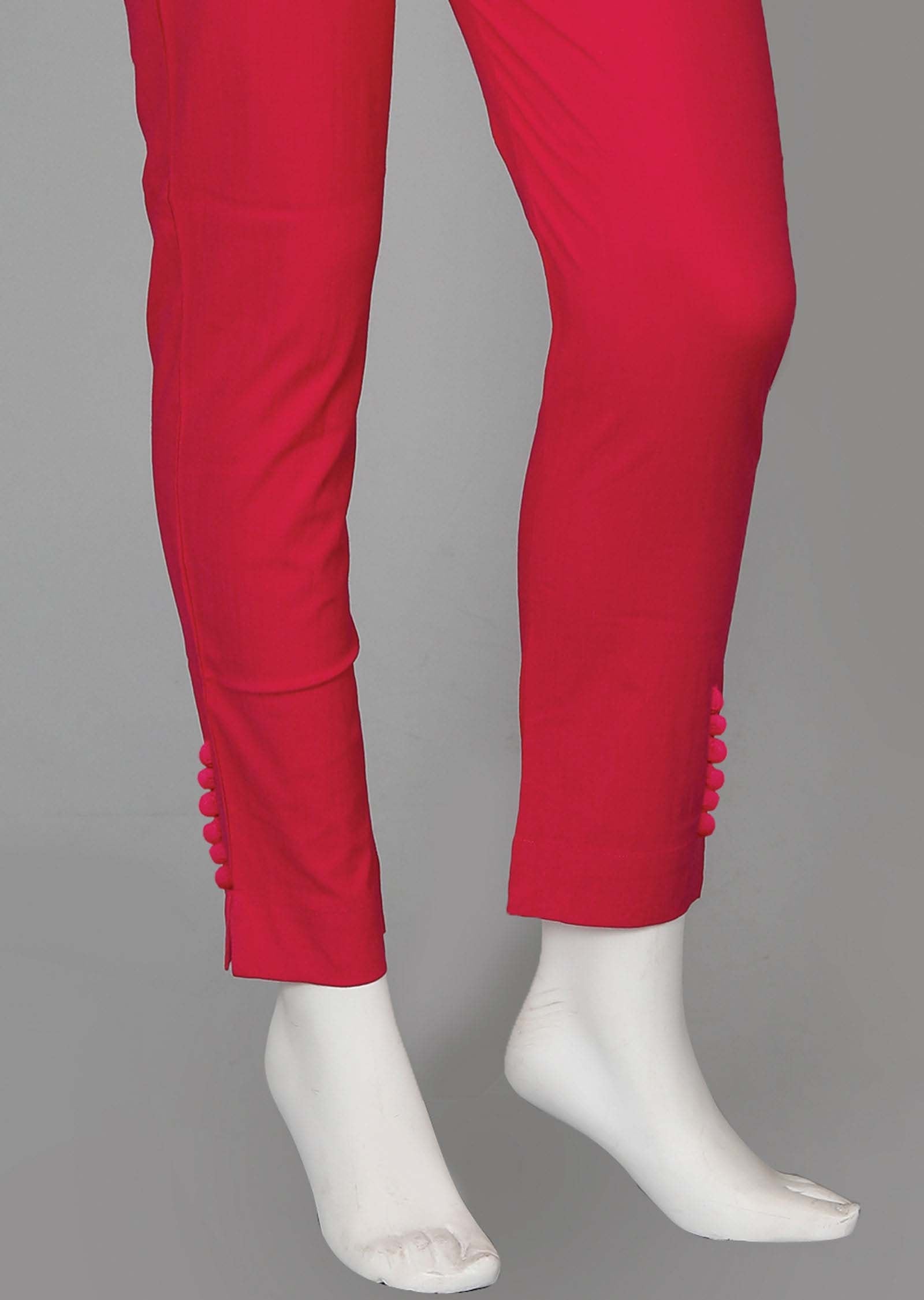 Red Potli button Pants