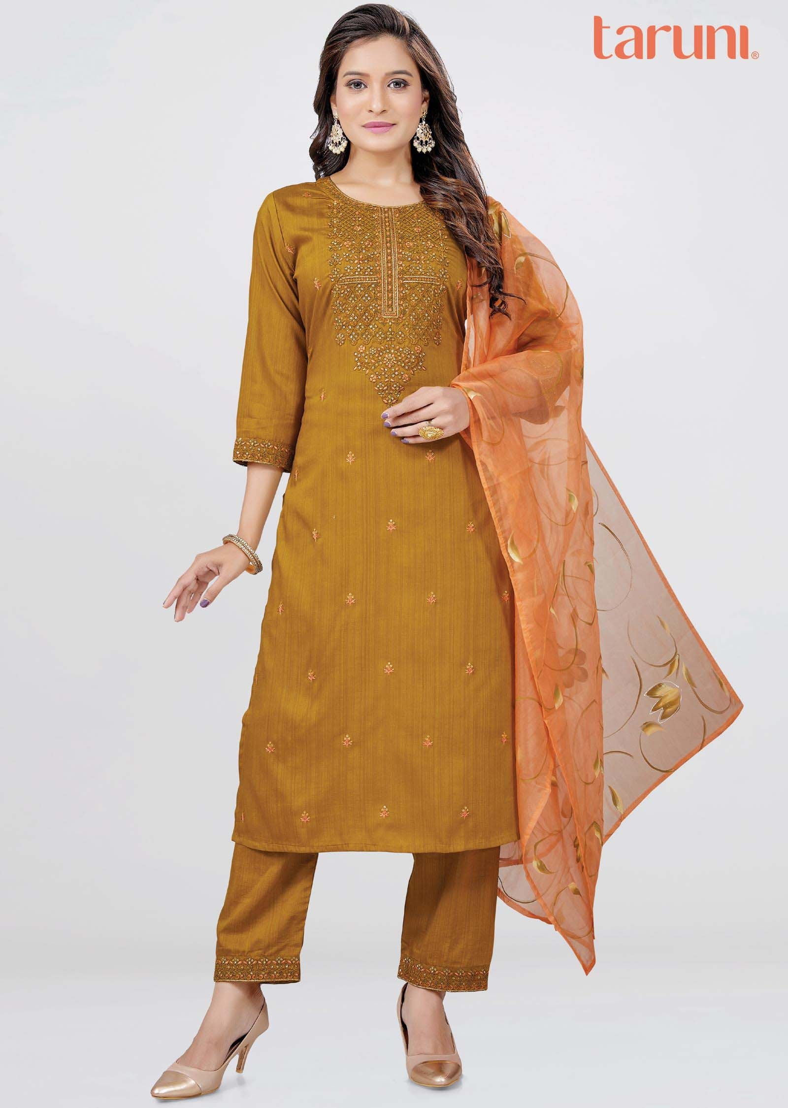 Yellow Silk Straight cut suit