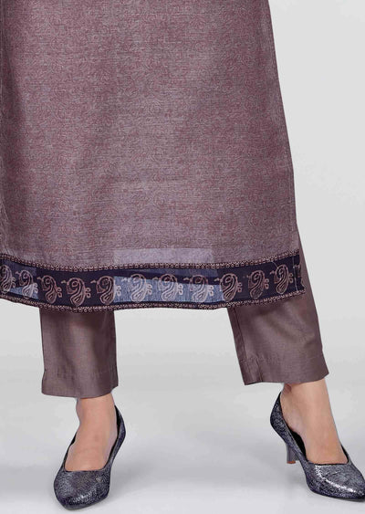 Light Brown Chanderi Sequins Straight cut suits