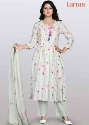 Light Pista Cotton Embroidered Straight cut suits