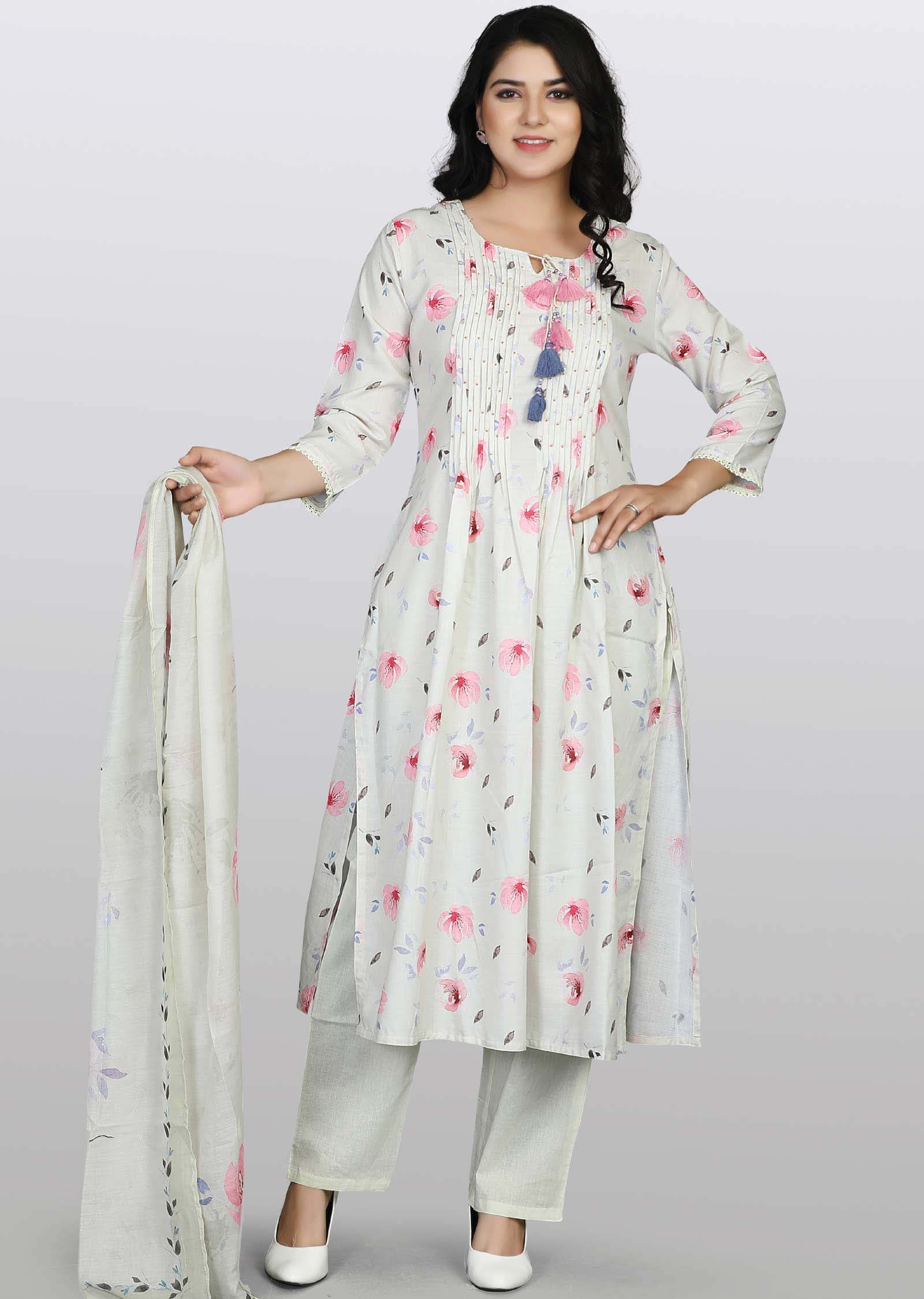 Light Pista Cotton Embroidered Straight cut suits