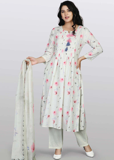 Light Pista Cotton Embroidered Straight cut suits