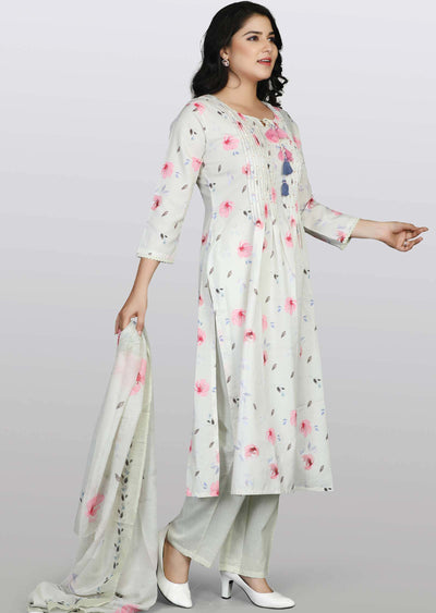 Light Pista Cotton Embroidered Straight cut suits